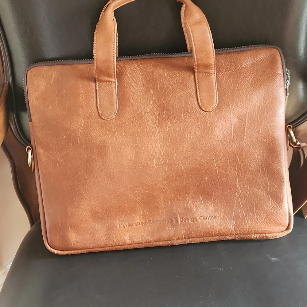 Vintage Carrier brown leather computer briefcase messenger bag
